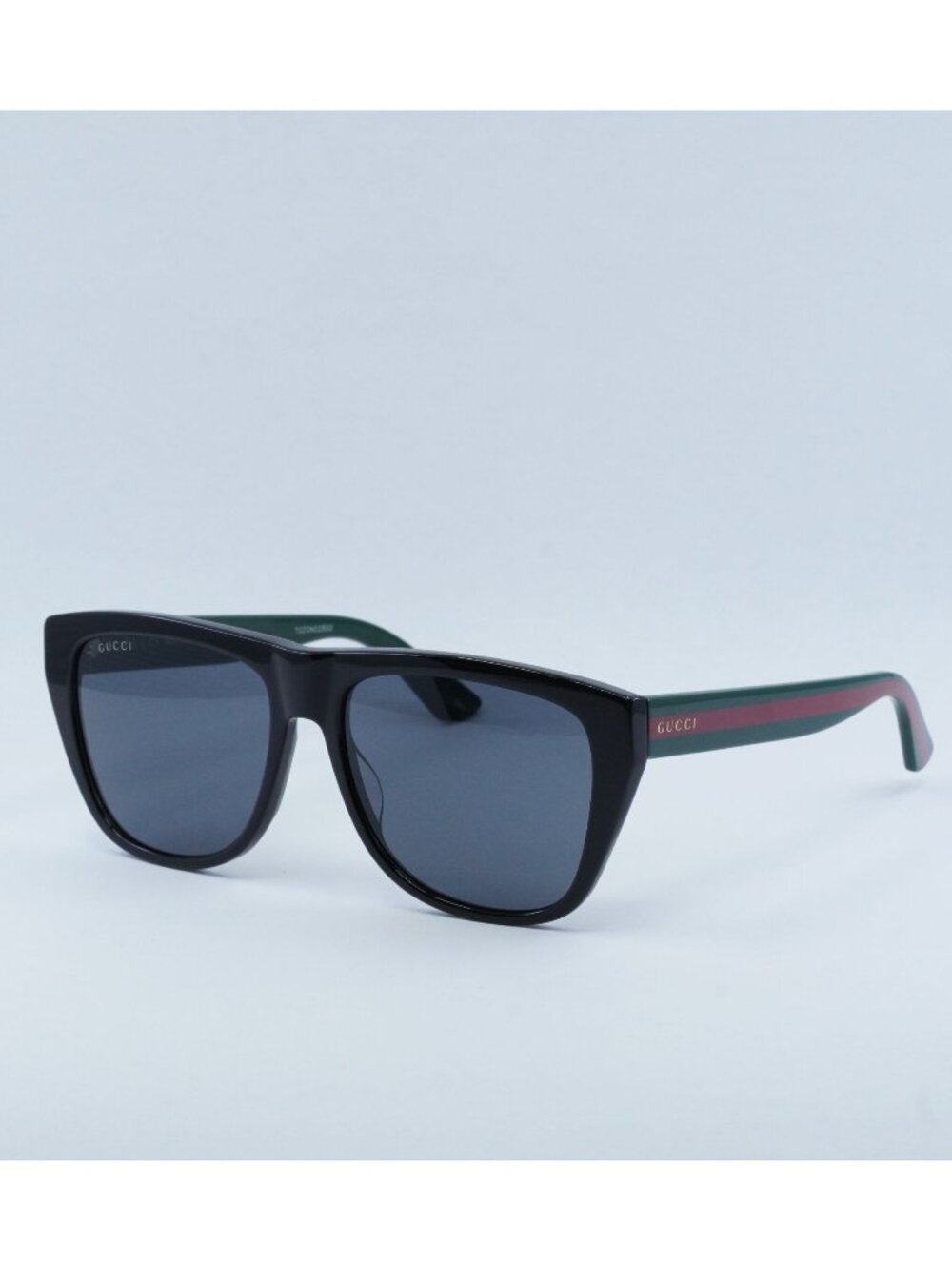 Gucci GG0926S 001 Sunglasses Black/Green Square Frame, Grey Lenses